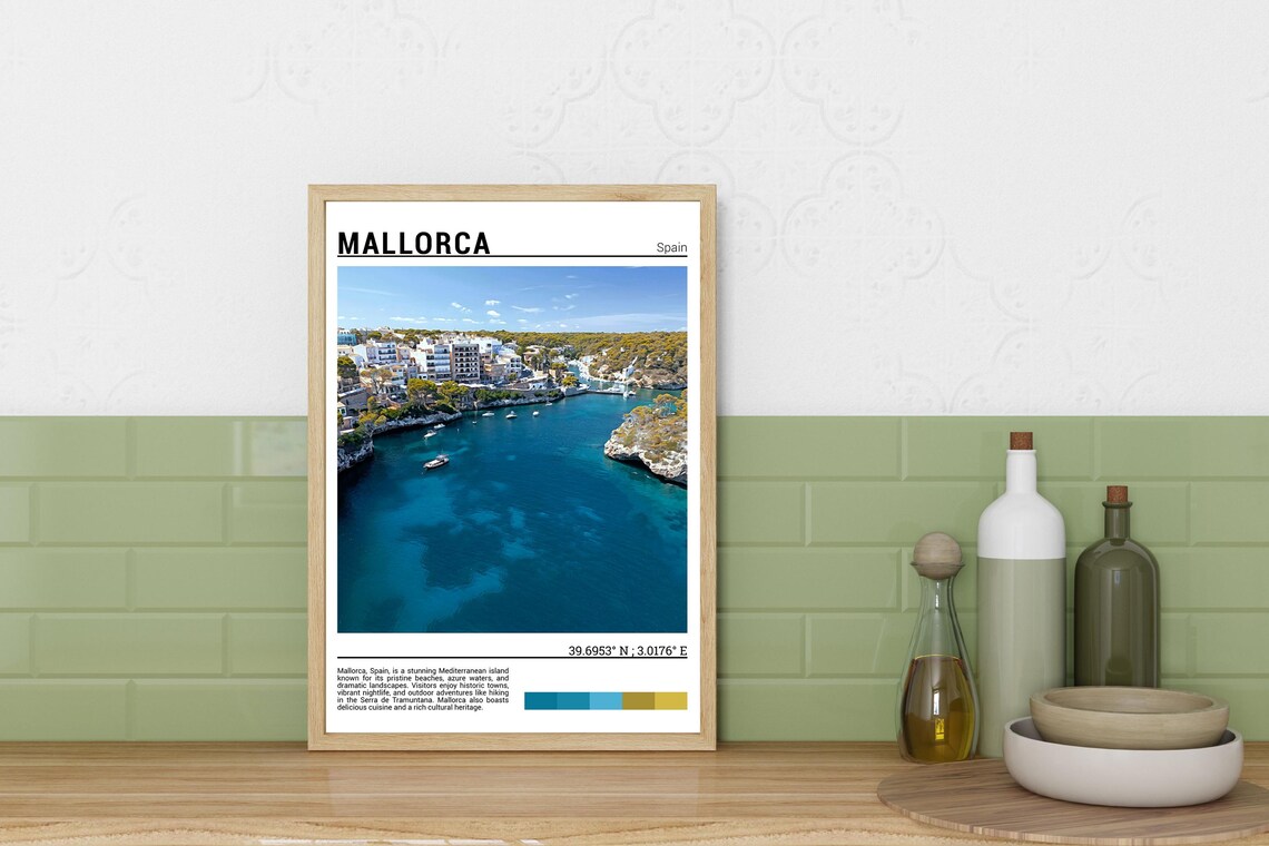 Mallorca Spain Turquoise Bay Boats Mediterranean Coast Photo Poster - Image 3