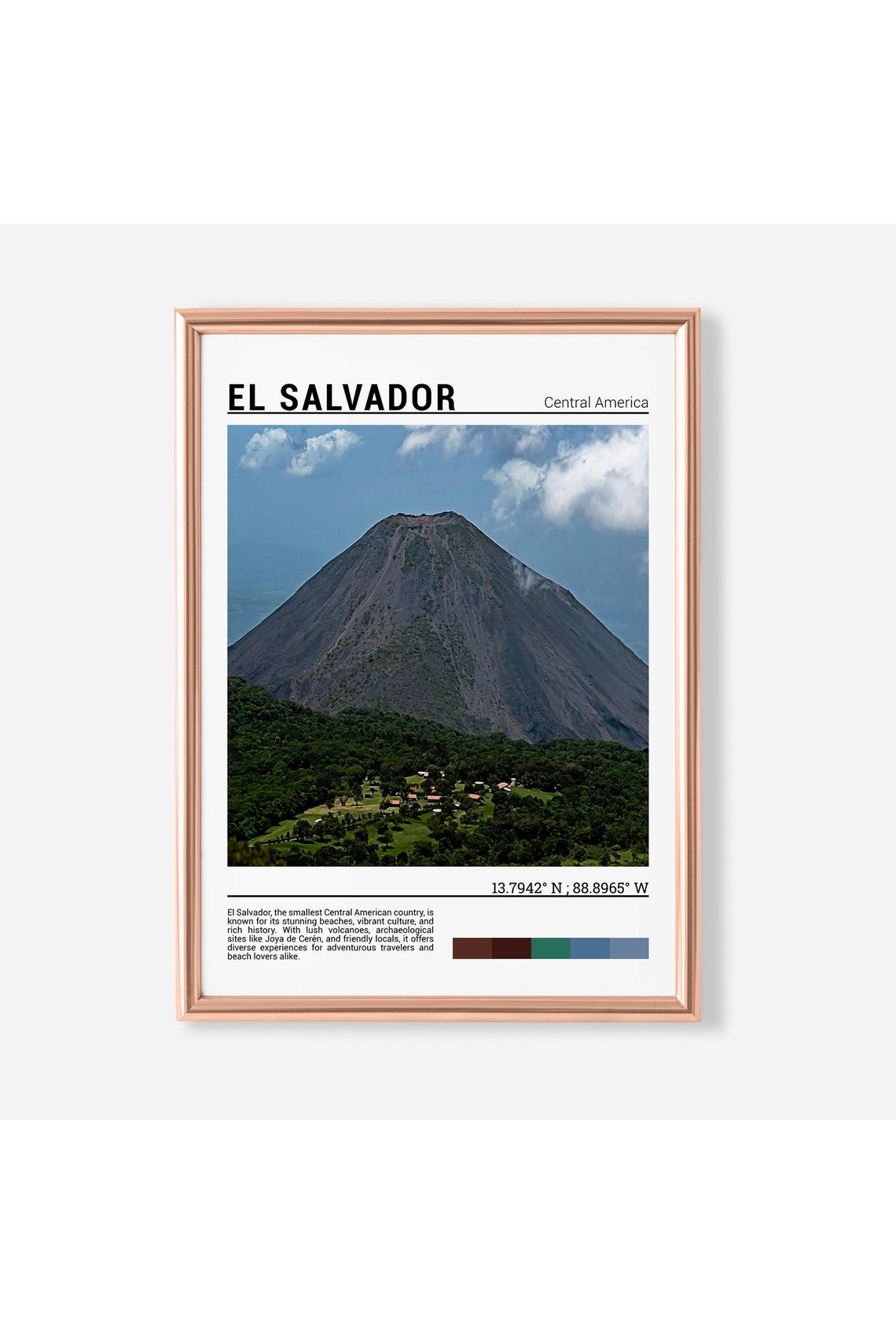 El Salvador Volcano Peak Green Forest Central America Poster