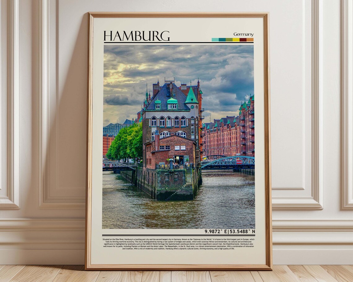 Hamburg Germany Speicherstadt Canal Historic Building Travel Poster