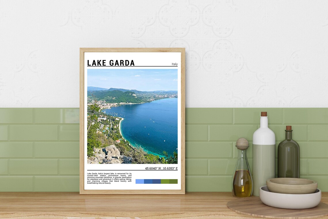 Lake Garda Italy Blue Water Shoreline Mountain View Photo Poster - Image 3