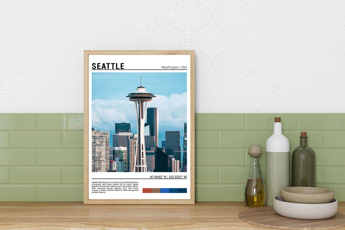 Seattle Washington Space Needle Downtown Skyline Photo Poster - Image 3