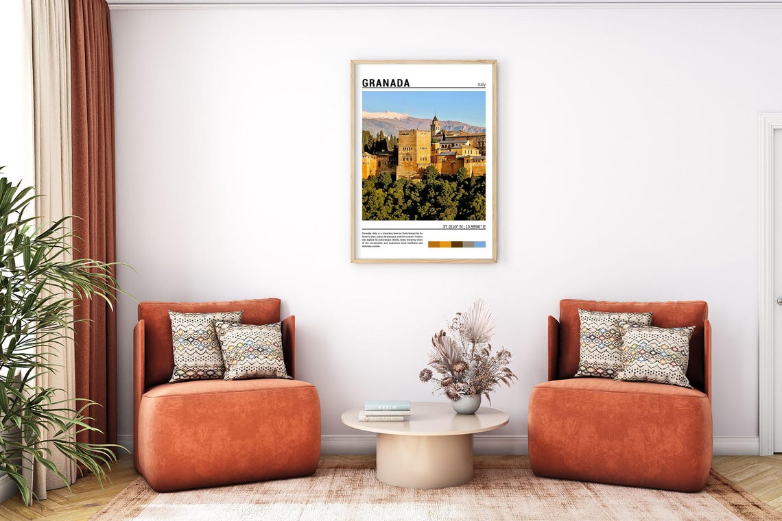 Granada Spain Alhambra Palace Sierra Nevada Mountain View Poster - Image 7