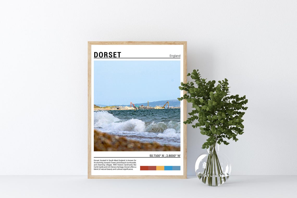 Dorset England Jurassic Coast Waves Shingle Beach Sea Spray Poster - Image 4