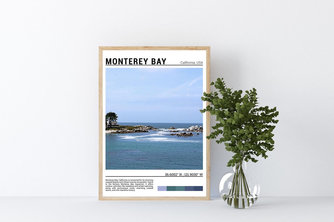 Monterey Bay California Rocky Coast Ocean Waves Photo Poster - Image 4
