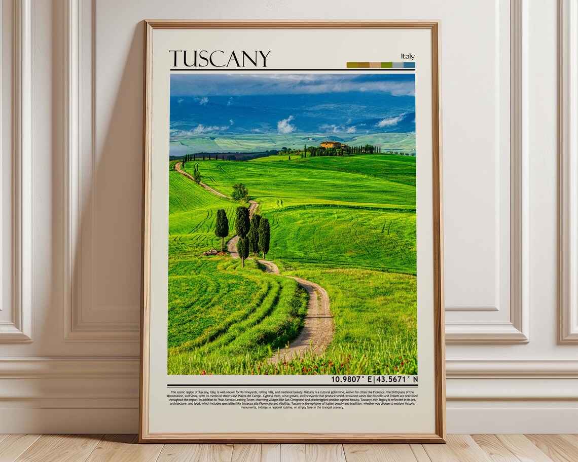 Tuscany Italy Green Rolling Hills Cypress Trees Country Road Poster