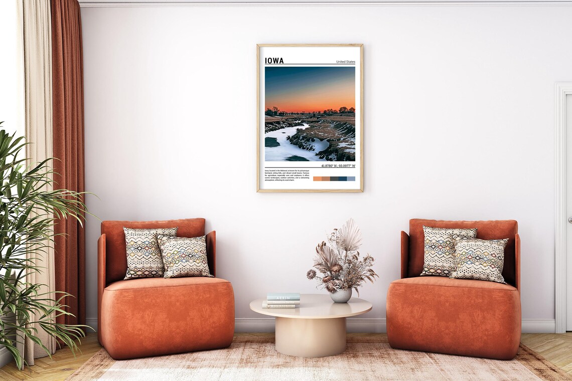 Iowa Winter Creek Sunset Snowy Prairie Landscape Golden Hour Poster - Image 7