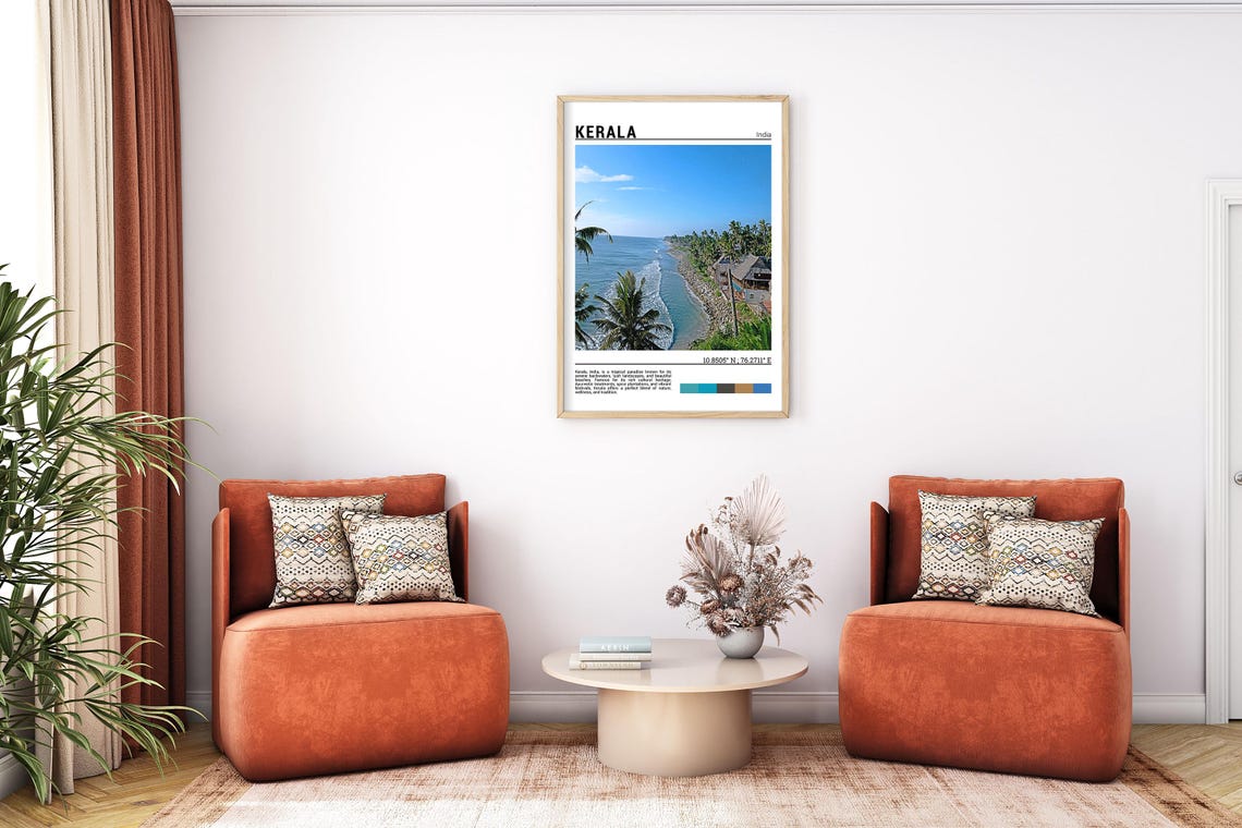 Kerala India Tropical Beach Cliffs Palm Coast Tropical Paradise Poster - Image 7