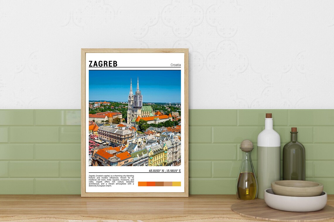 Zagreb Croatia Cathedral Twin Spires Old Town Croatian Capital Poster - Image 3