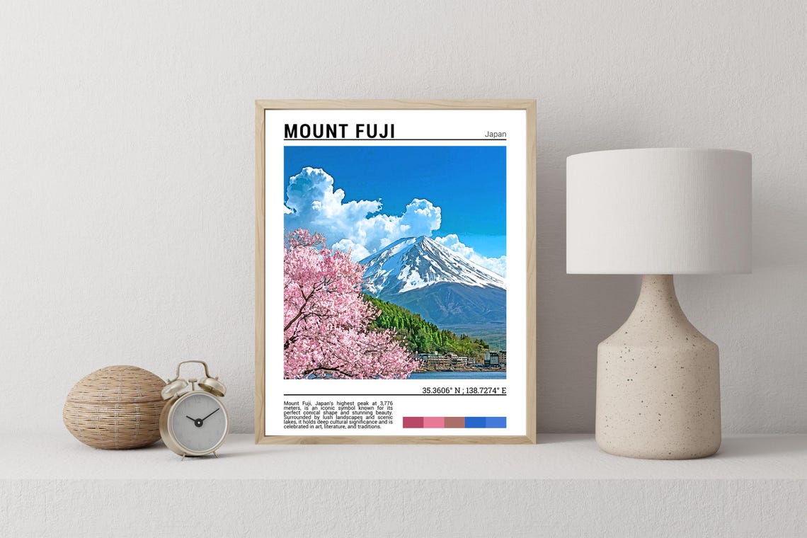 Mount Fuji Japan Cherry Blossoms Snow Peak Spring Photo Poster - Image 2