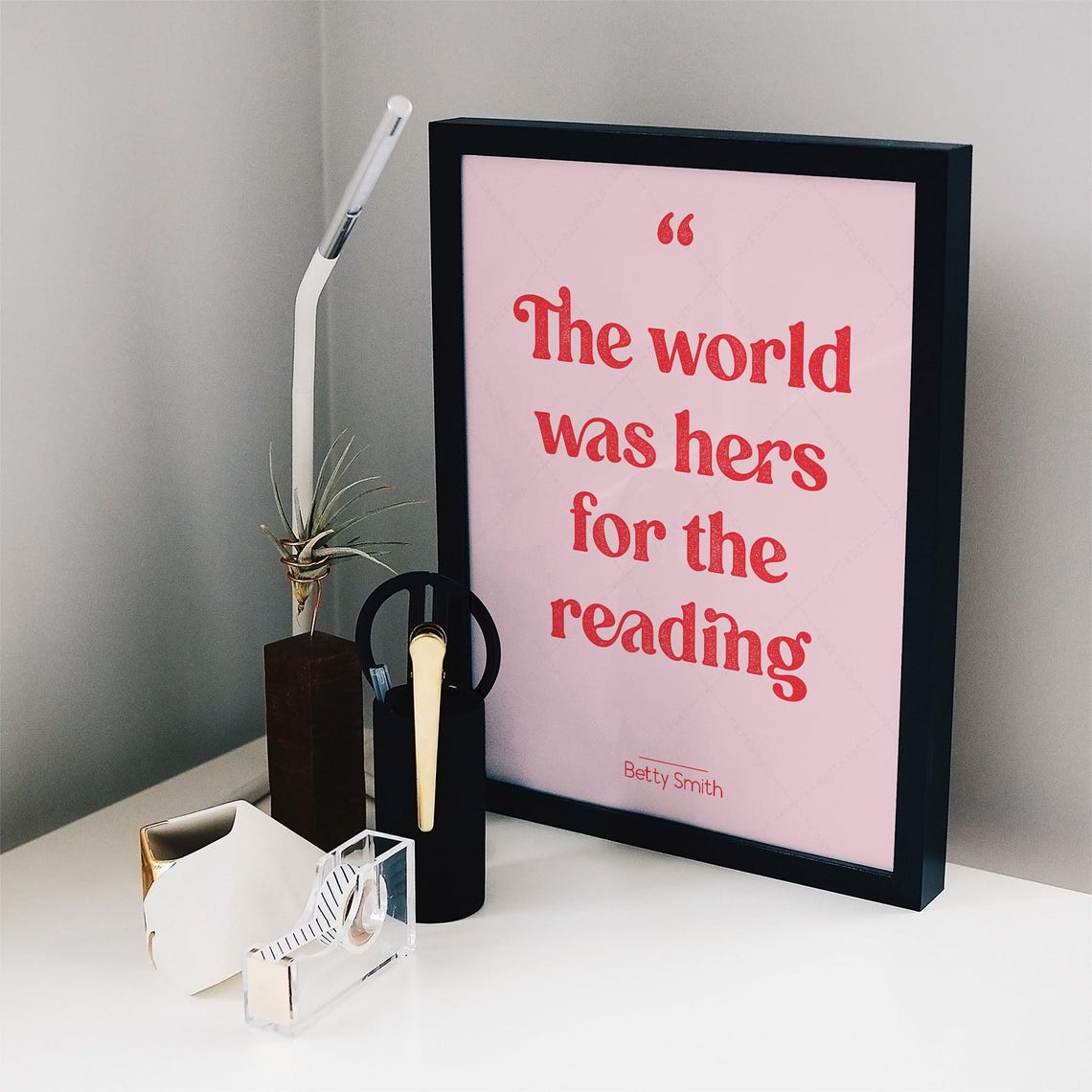 Betty Smith The World Was Hers For The Reading Pink Retro Quote Poster - Image 2