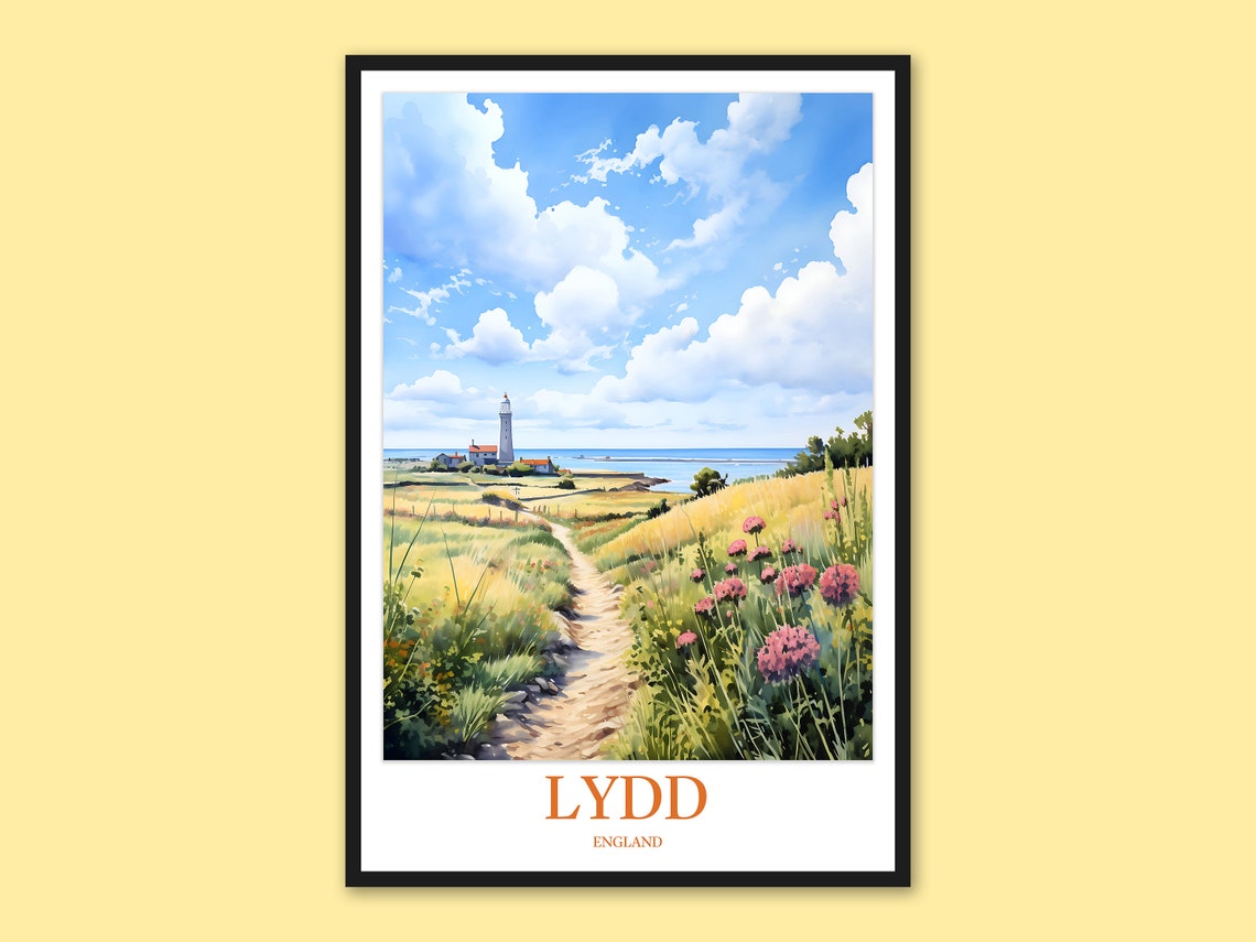 Lydd England Lighthouse Wildflower Path Summer Coastal Travel Poster