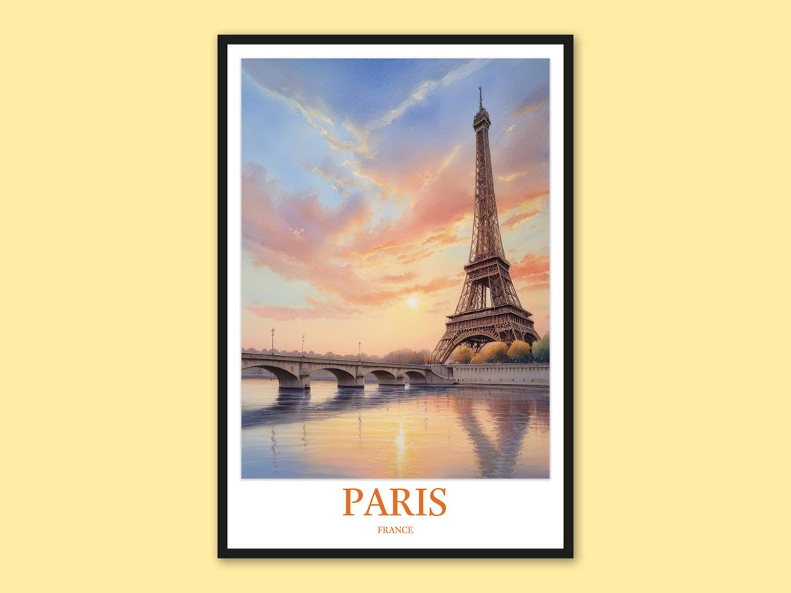 Eiffel Tower Paris Pastel Sunrise Over The Seine River Poster