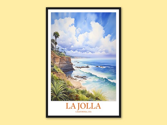 La Jolla Dramatic Cloudy Daytime Cliffs Over The Ocean California Poster