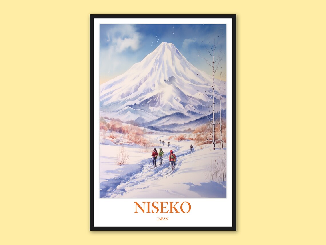 Niseko Japan Mount Yotei Poster Snowshoe Winter Mountain Landscape