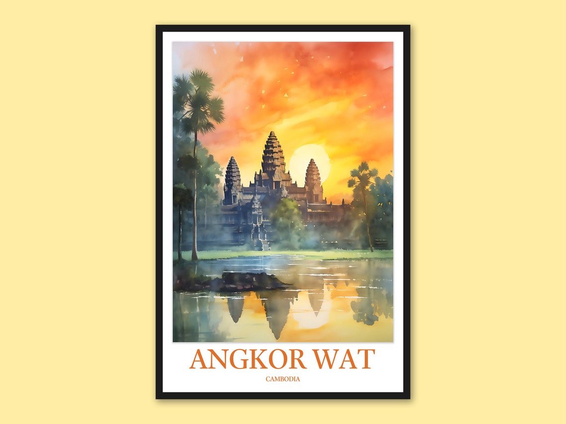 Angkor Wat Cambodia Sunrise Over Temple Water Reflection Poster