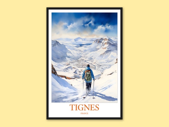Tignes Travel Print Skiing Wall Art France Poster
