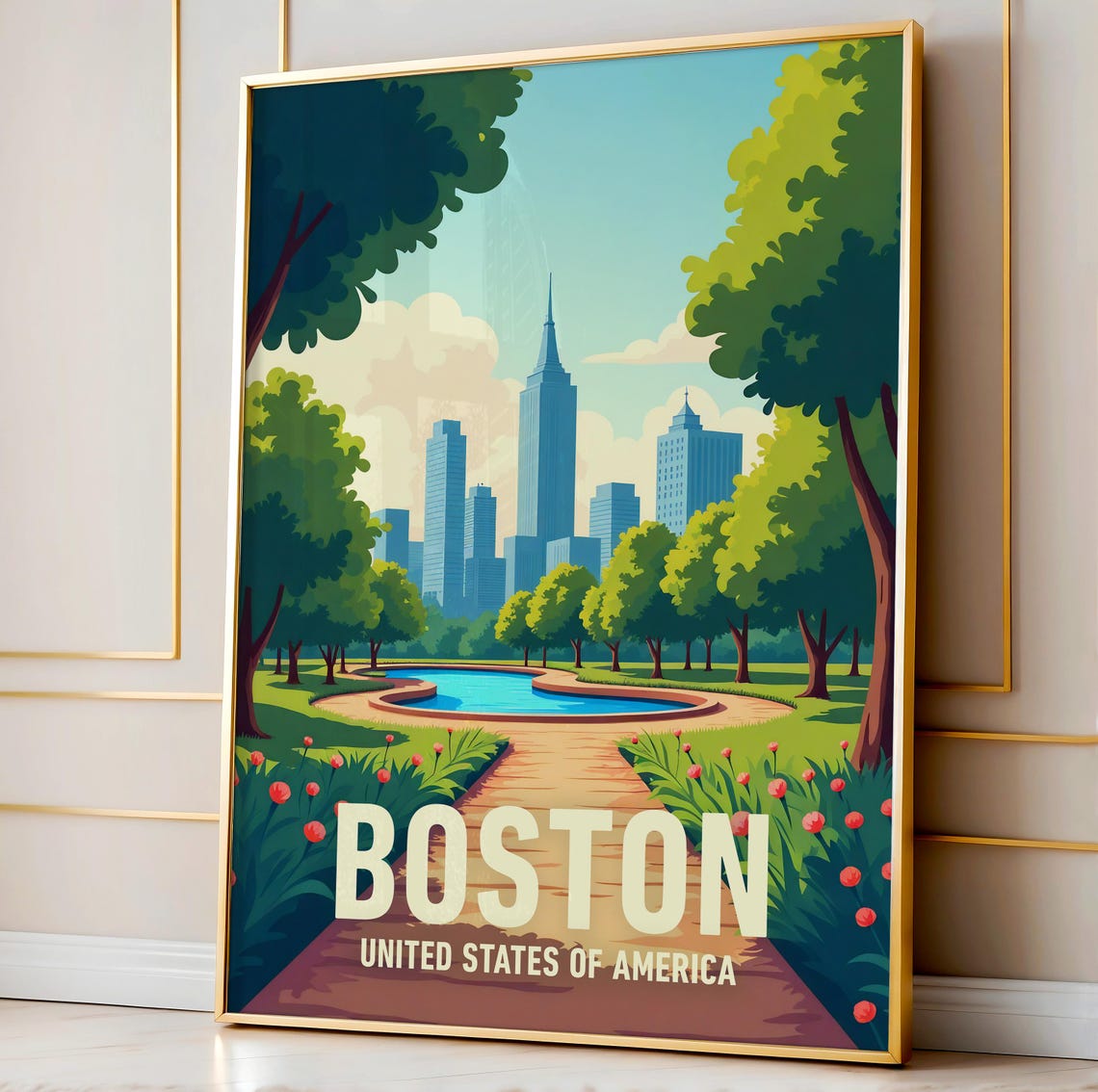 Boston Massachusetts Est 1630 Retro City Typography Poster for Decor - Image 3