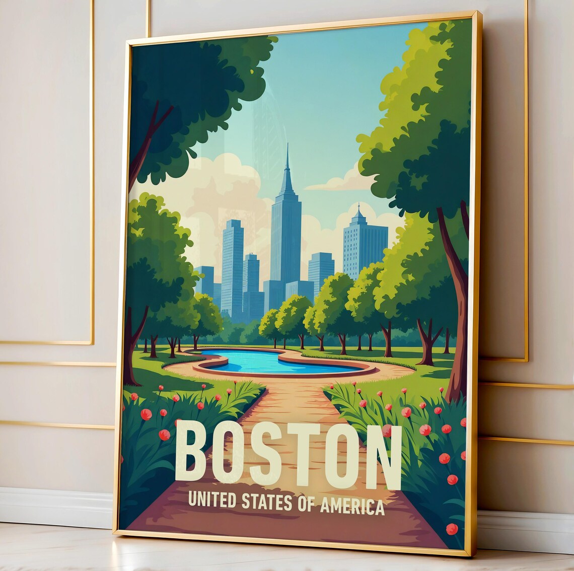 Boston Poster Boston City Map Wall Art Boston Vintage Travel Poster Boston Travel Print Boston Massachusetts Print Boston City Wall Art - Image 3