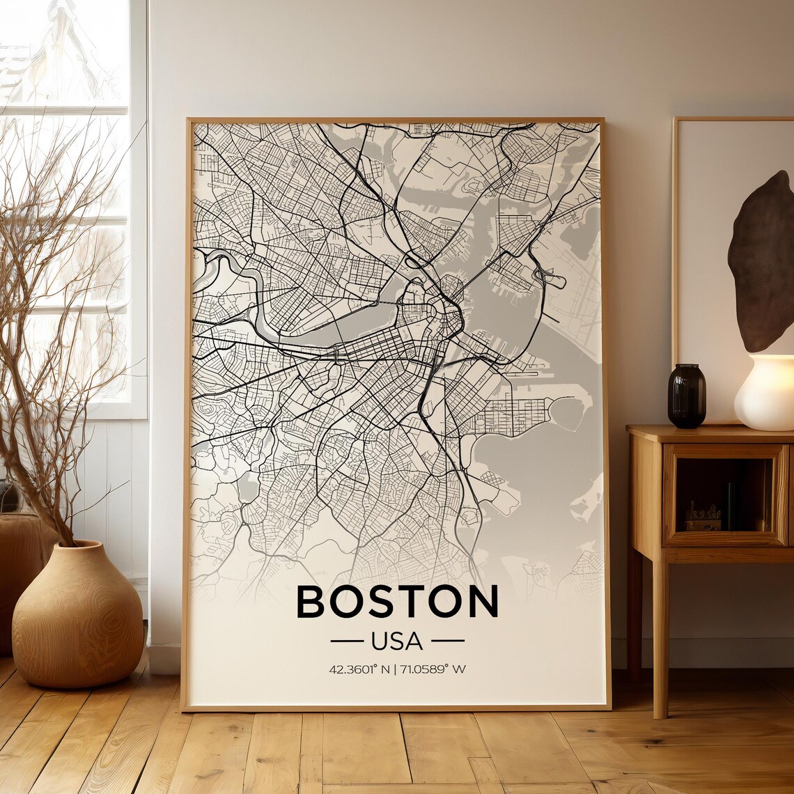 Boston Poster Boston City Map Wall Art Boston Vintage Travel Poster Boston Travel Print Boston Massachusetts Print Boston City Wall Art - Image 2