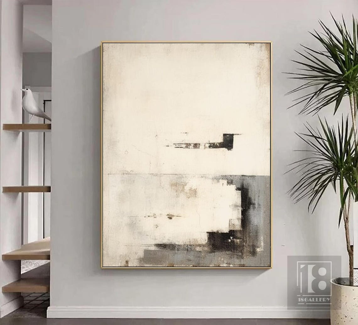 Faint Ink Strokes on Ivory With Soft Gray Wash Minimalist Art Poster - Image 5