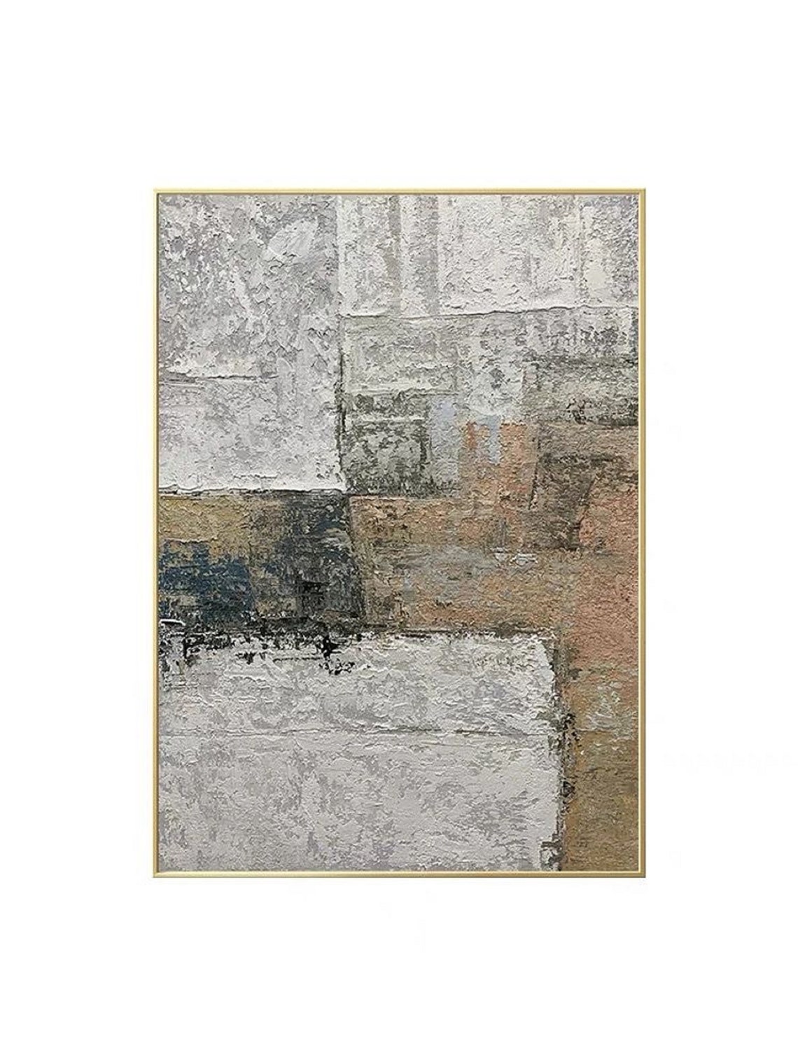 Gray Silver Rust Blocks Abstract Industrial Loft Art Wall Poster - Image 2