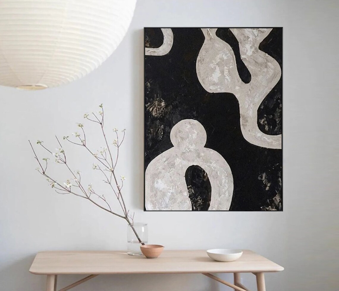 Black And Gray Abstract Painting Black Wall Art Minimalist Wall Art Black Textured Painting On Black Grey Painting Wabi Sabi Wall Art - Image 4