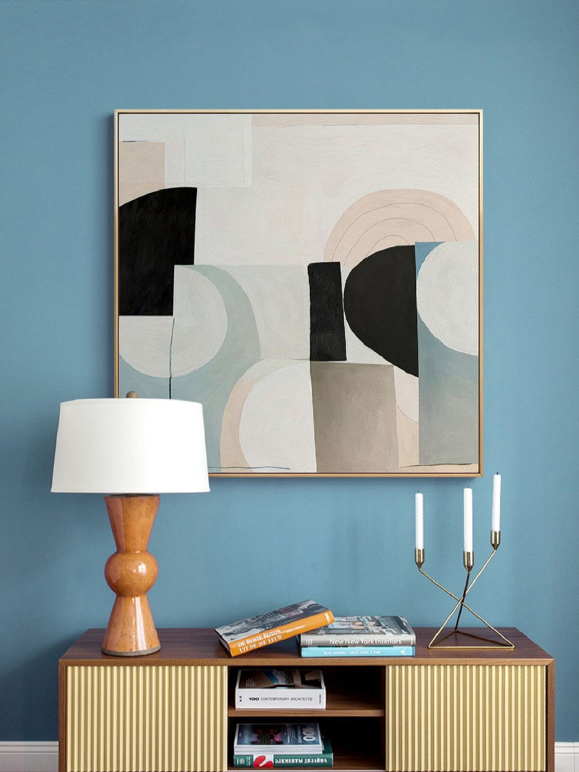 Original Beige Abstract Painting On Beige Pink Minimalist Wall Art Beige Wall Art Oil Painting Custom Abstract Wall Art - Image 2