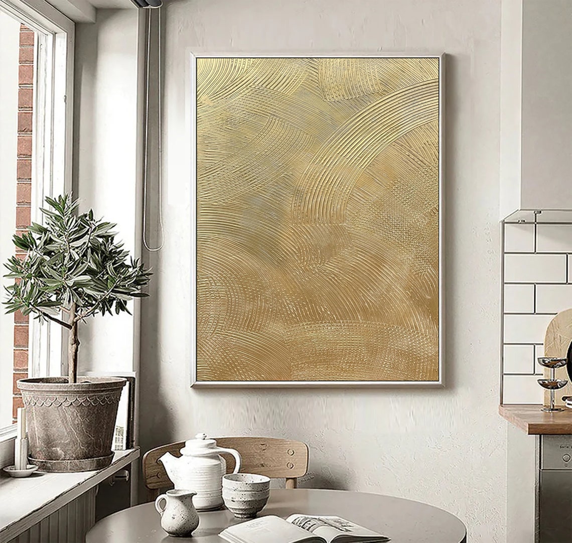 Gold Textured Engraved Swirl Glam Luxury Abstract Art Poster - Image 5