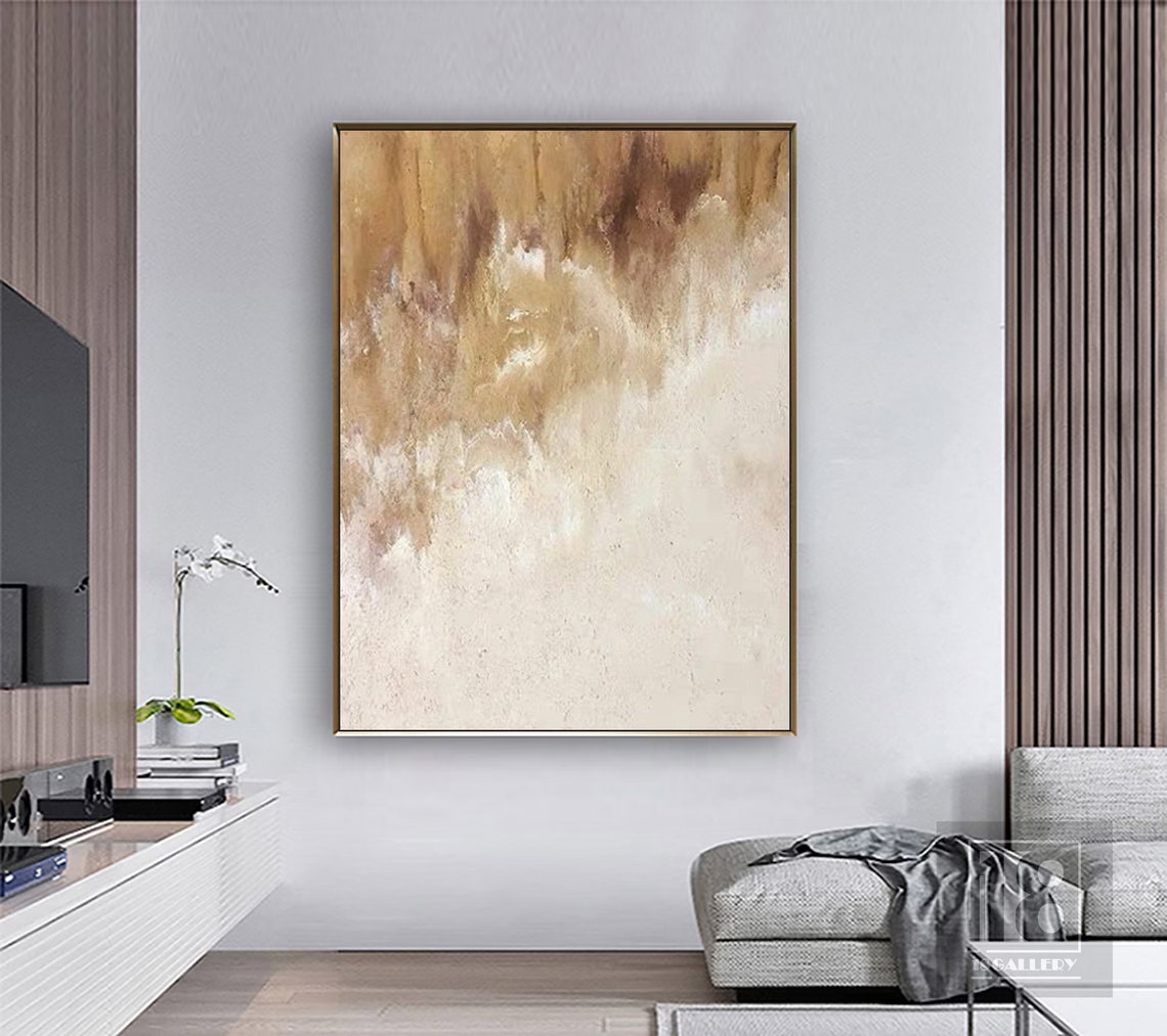 Large Minimalist Abstract Painting Neutral Wall Decor Beige White Textured Wall Art Wabi Sabi Wall Art Entrance Wall Decor Brown Painting - Image 5