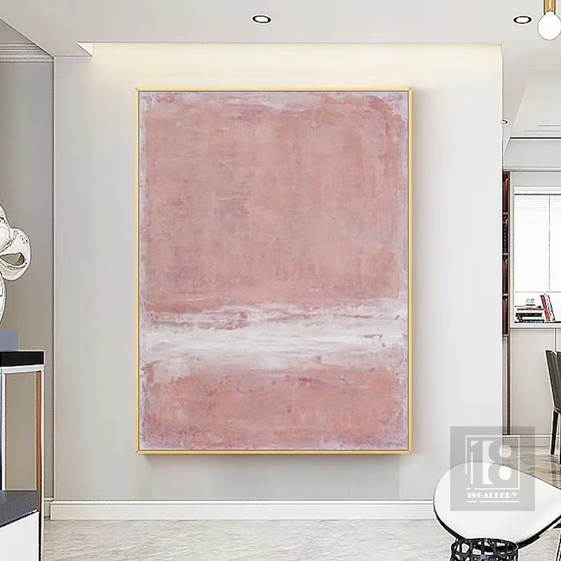 Blush Pink Abstract with White Horizon Band Soft Minimalist Art Poster - Image 3