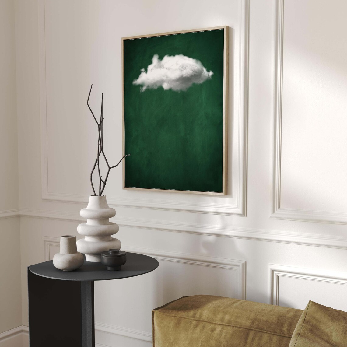Emerald Green Cloud Abstract Wall Art Print - Image 3