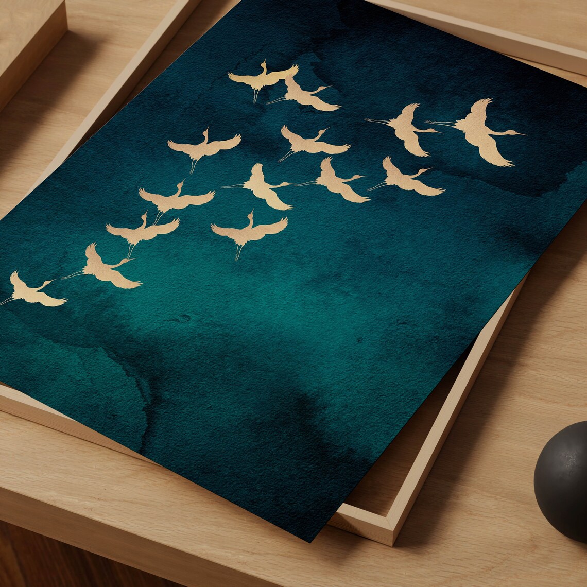 Japanese Flying Cranes Art Print, Maximalist Decor - Image 5