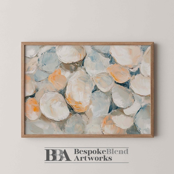 Oyster Shell Pattern Neutral Coastal Texture Impasto Art Poster