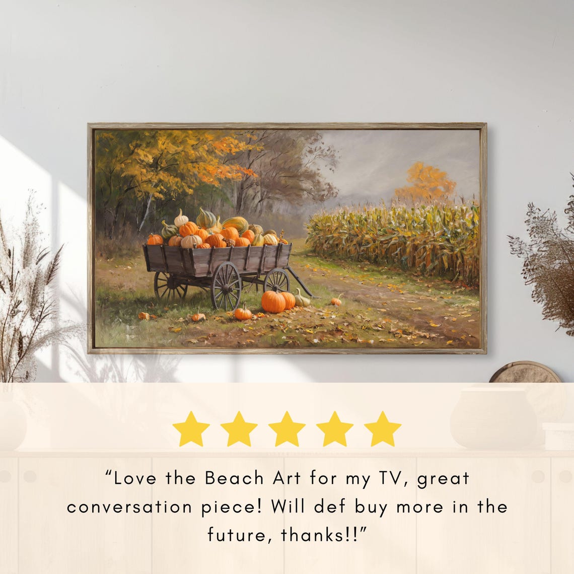 Rustic Wagon Loaded with Pumpkins Gourds Autumn Harvest Poster - Image 2