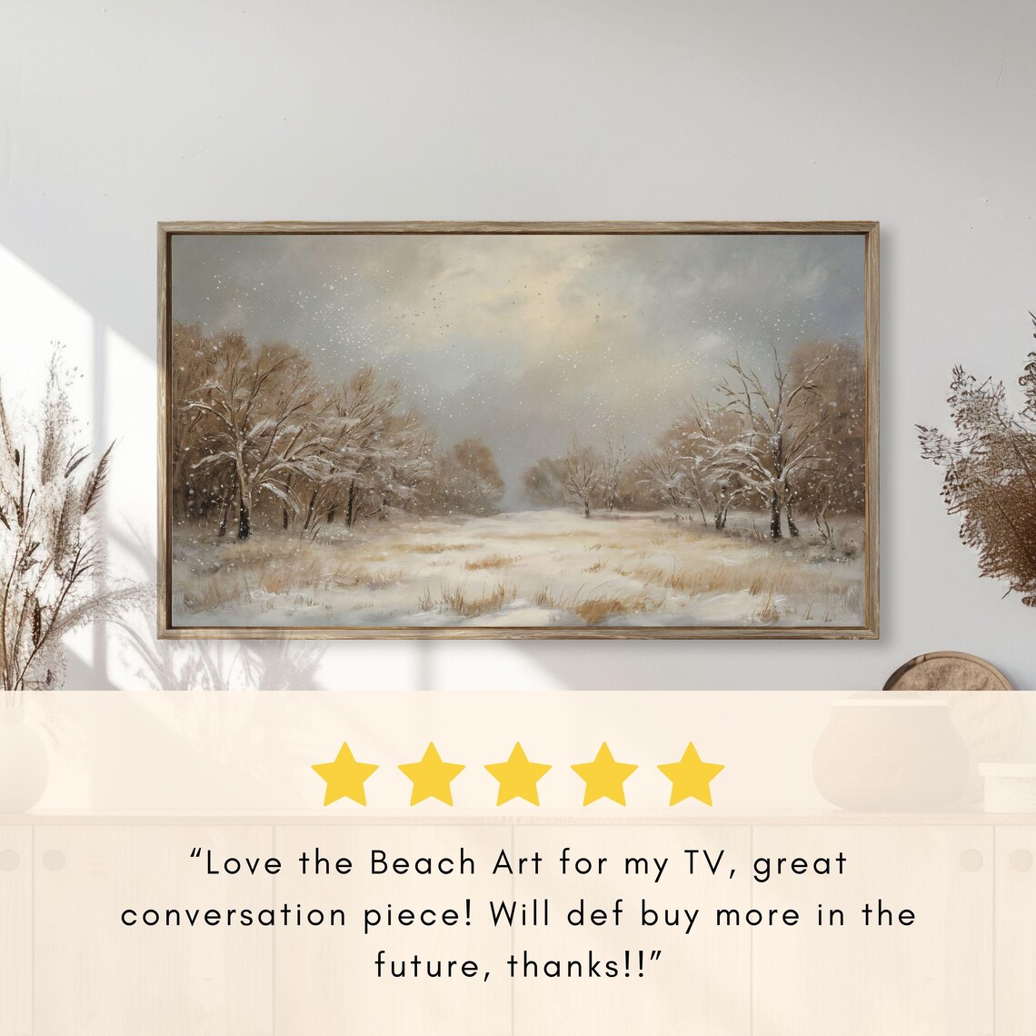 Snowy Meadow Falling Snowflakes Frosted Trees Vintage Winter Calm Poster - Image 2