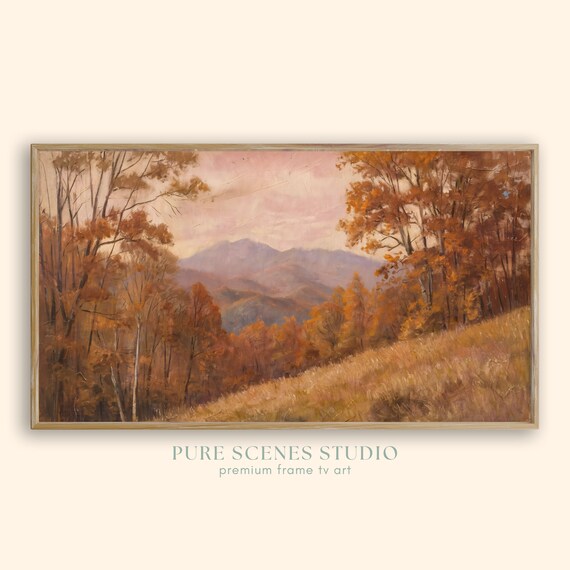 Distant Mountain Range Earthy Fall Colors Autumn Hillside Poster