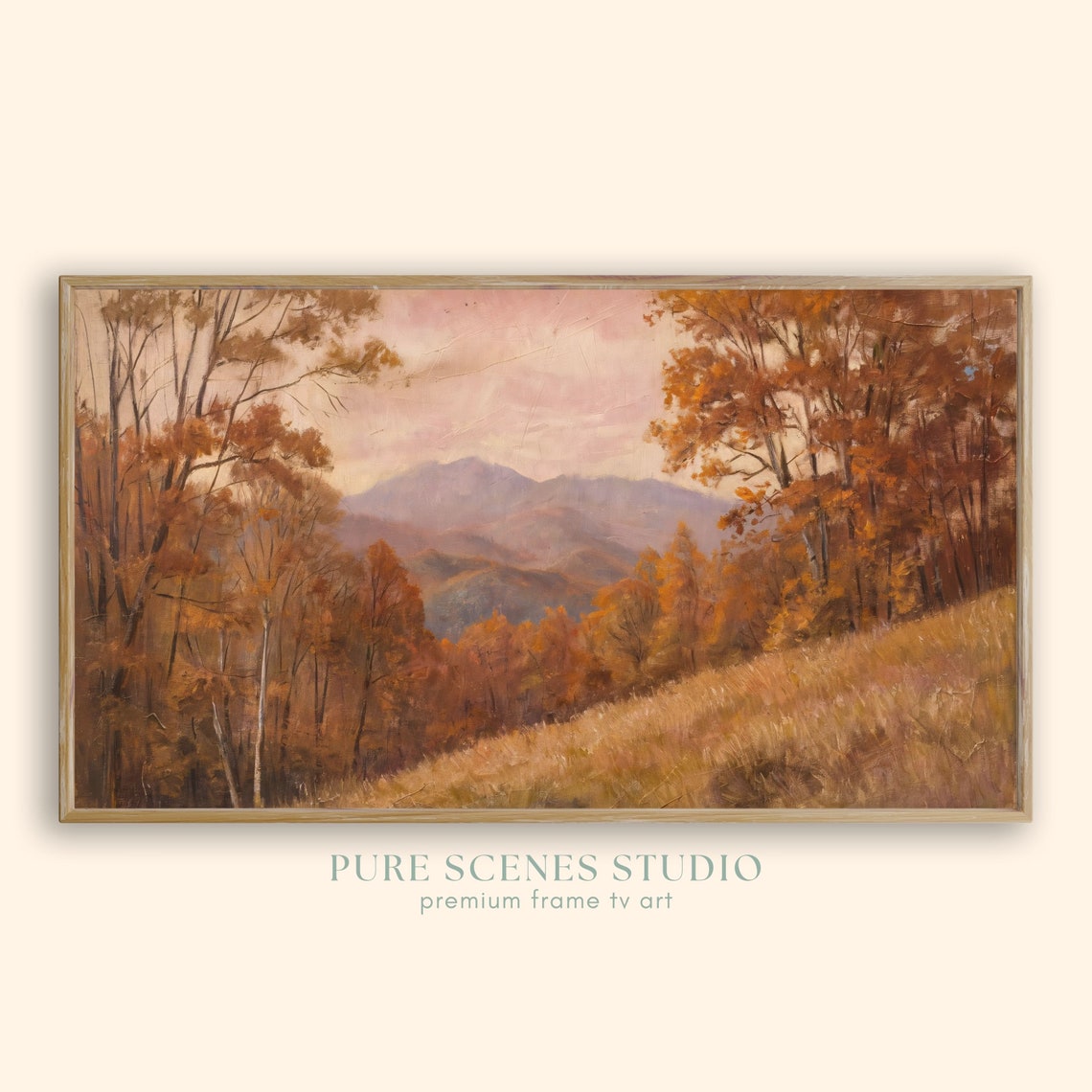 Distant Mountain Range Earthy Fall Colors Autumn Hillside Poster