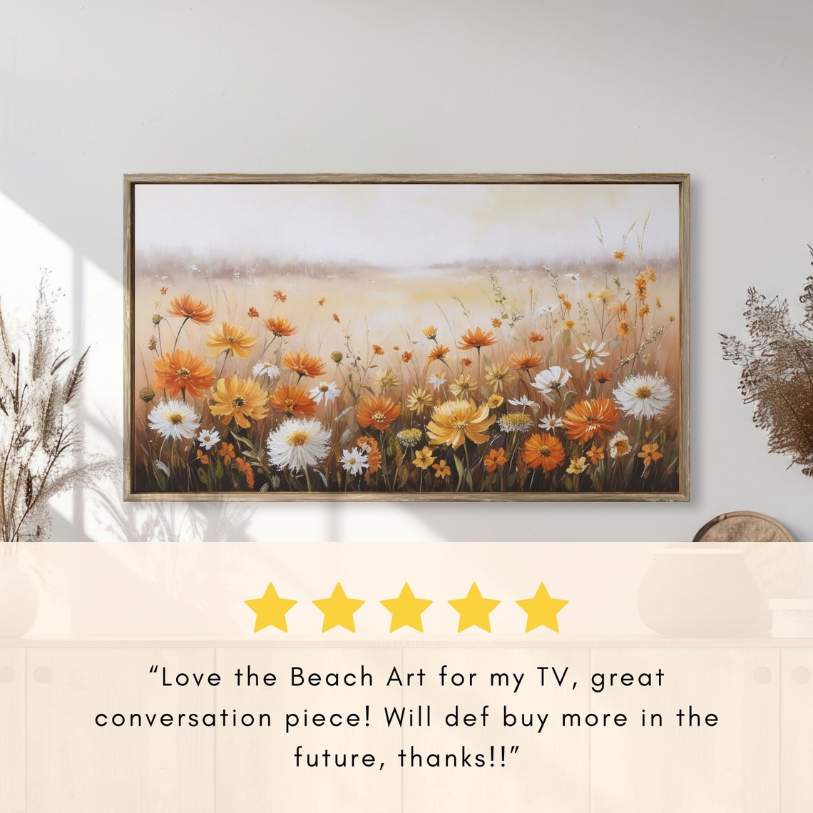 Autumn Wildflower Meadow with Orange White Yellow Blooms Poster - Image 2
