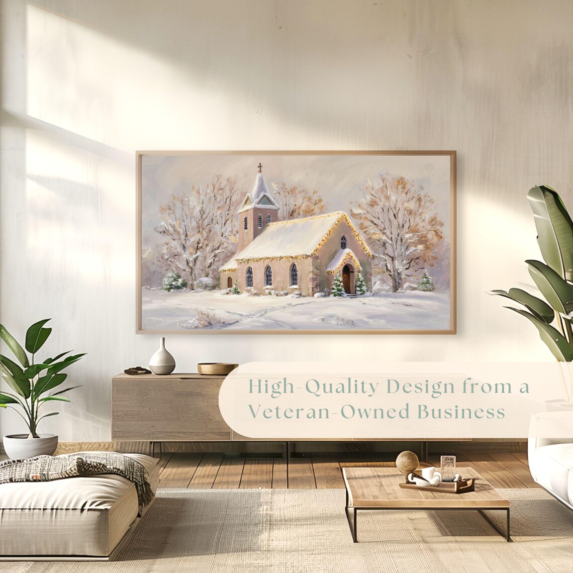 Frame Tv Art Christmas Frame Tv Art 4k Vintage Landscape Painting Snowy Countryside Church Tv Wallpaper - Image 4