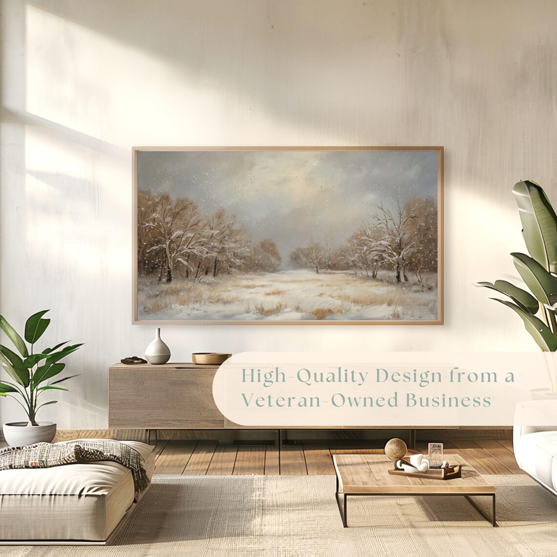 Snowy Meadow Falling Snowflakes Frosted Trees Vintage Winter Calm Poster - Image 4