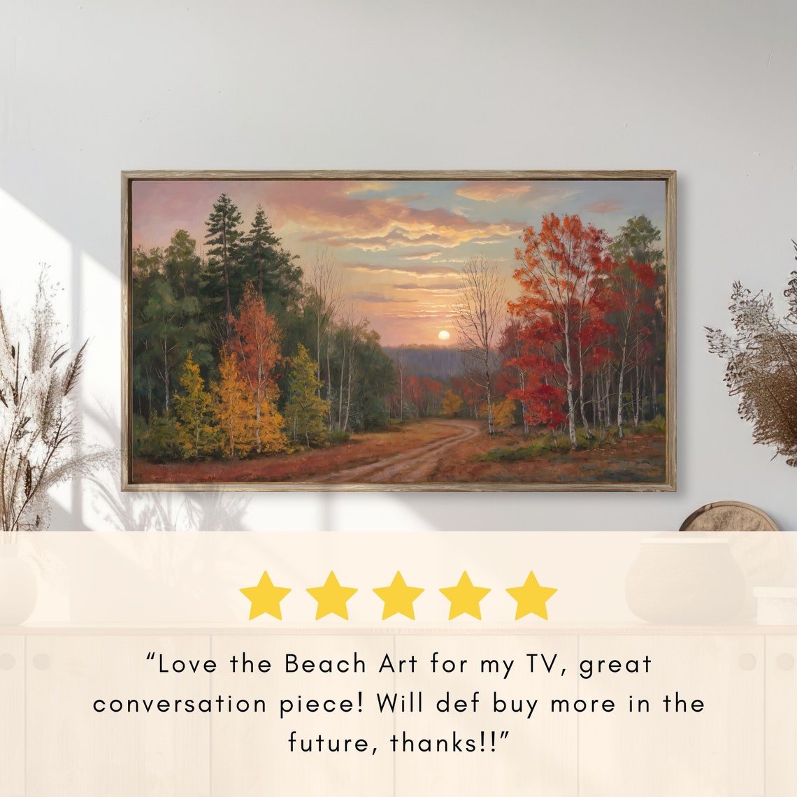 Sunset Glow Over Autumn Forest Clearing Vintage Woodland Poster - Image 2