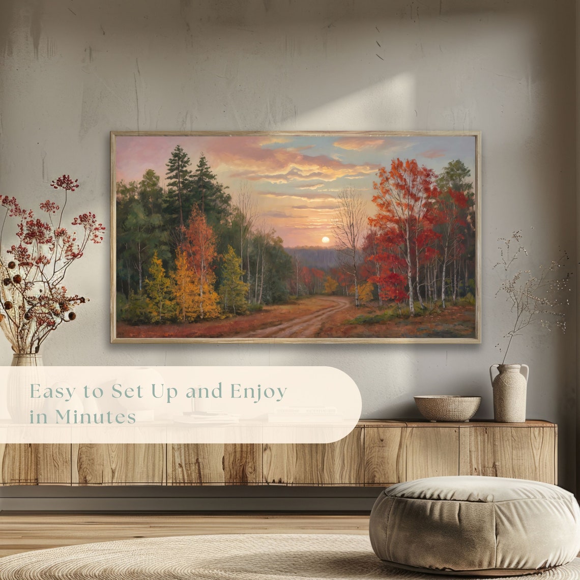 Sunset Glow Over Autumn Forest Clearing Vintage Woodland Poster - Image 5