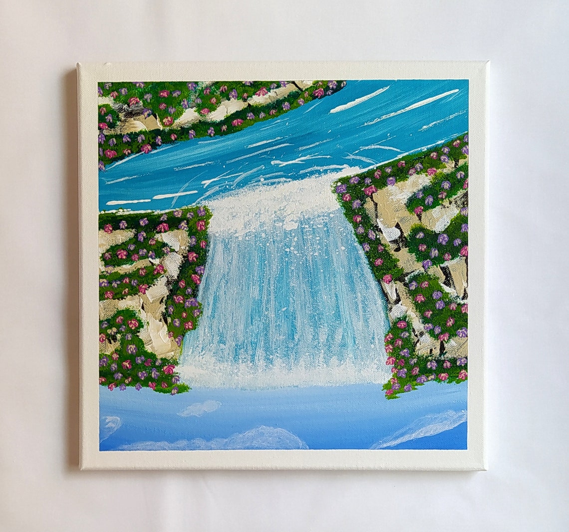Waterfall 2 Ways Up Side Down Waterfall Landscape Scenery Nature Painting On Wall Art Dcor Housewarming Gift - Image 3