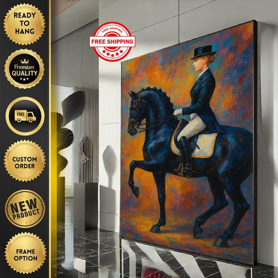 Equestrian Elegance Canvas Wall Art Print Bold Modern Living Room Decor Ready To Hang