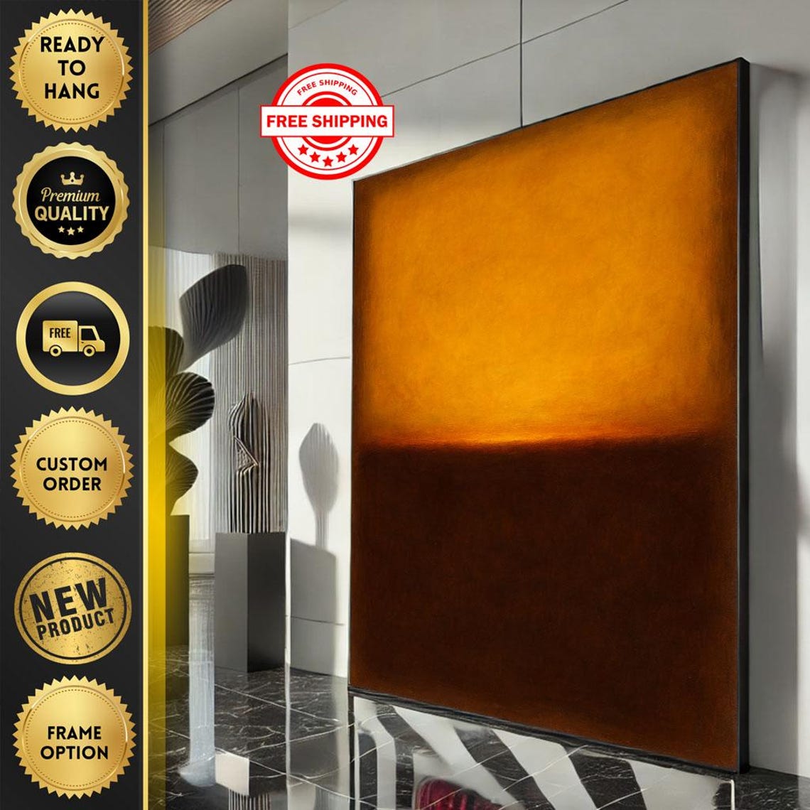 Rothko Style Tangerine Brown Bold Autumn Color Field Art Poster