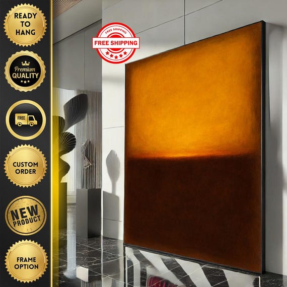 Mark Rothko Inspired Orange And Brown Canvas Bold Color Field Painting For Modern Living Room Decor Ready To Hang