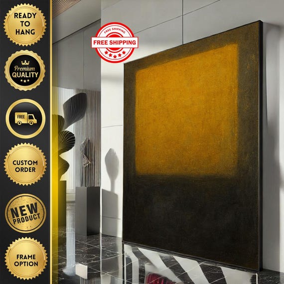 Mark Rothko Inspired Yellow And Brown Canvas Bold Color Field Painting For Modern Living Room Decor Ready To Hang
