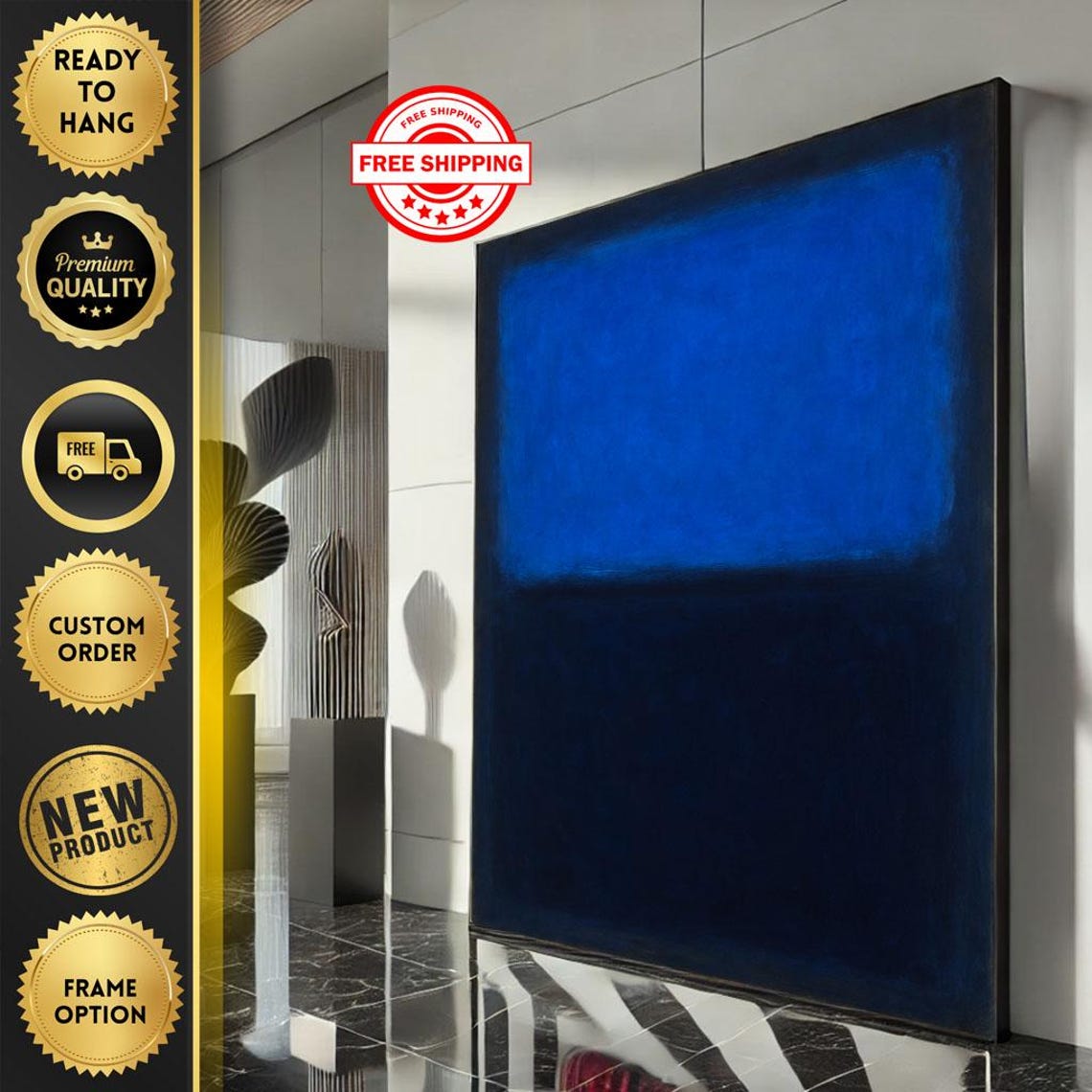 Rothko-Inspired Deep Blue Luminous Modern Color Field Poster
