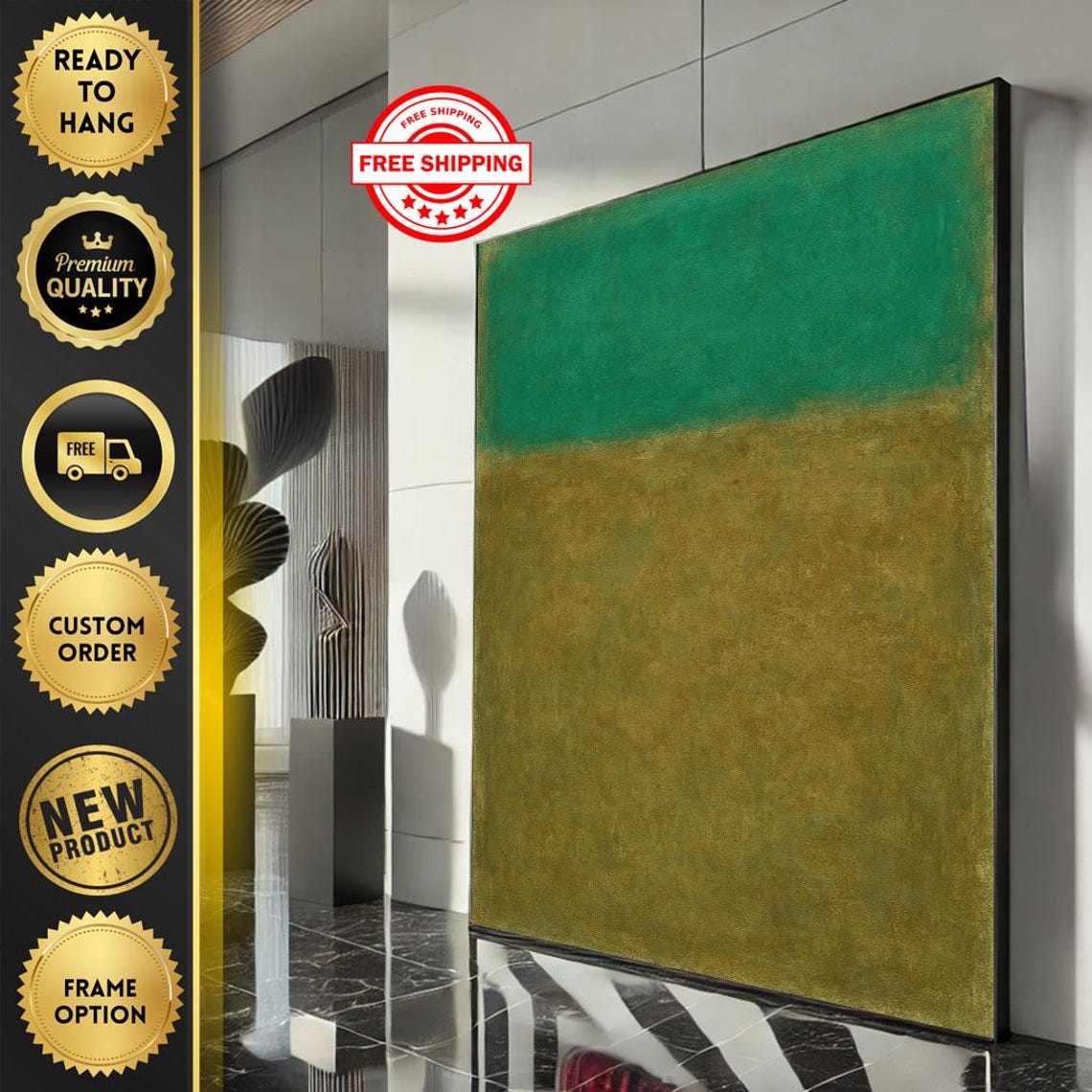 Rothko Style Green Brown Earthy Grounded Color Field Art Poster