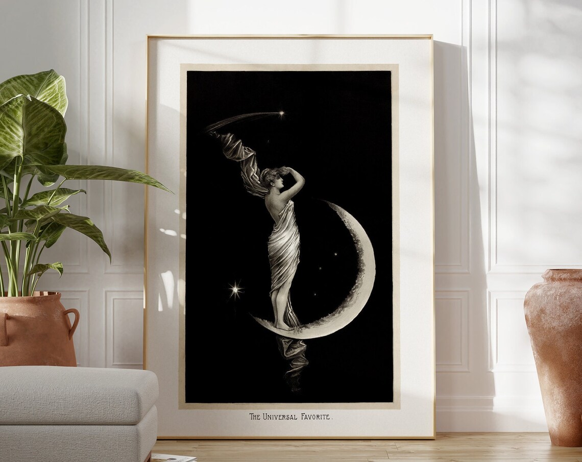 The Universal Favorite Crescent Moon Maiden Vintage Art Poster